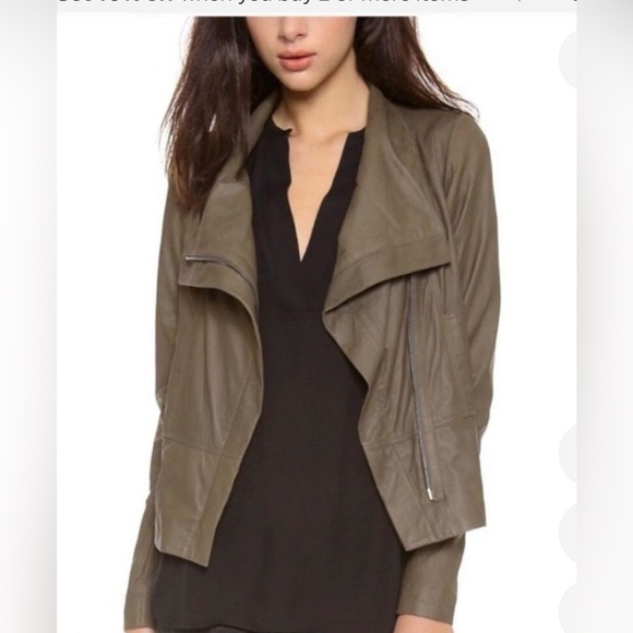 Vince Zip Up Leather Moto Blazer Jacket Size M